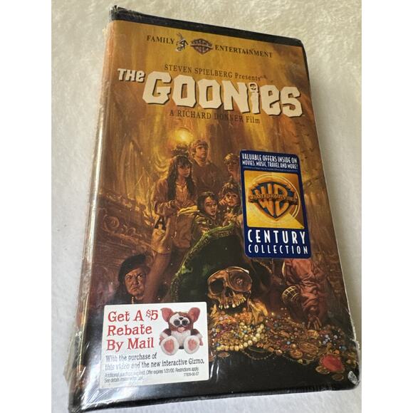 THE GOONIES 1985 Movie VHS Steven Spielberg Clamshell Sealed NOS Gizmo Gremlins - Picture 1 of 9